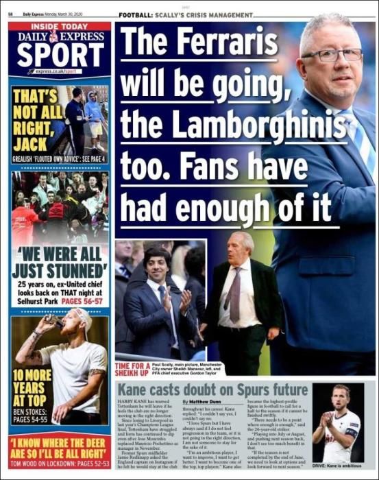 Portada EXPRESS SPORT lunes 30 marzo 2020