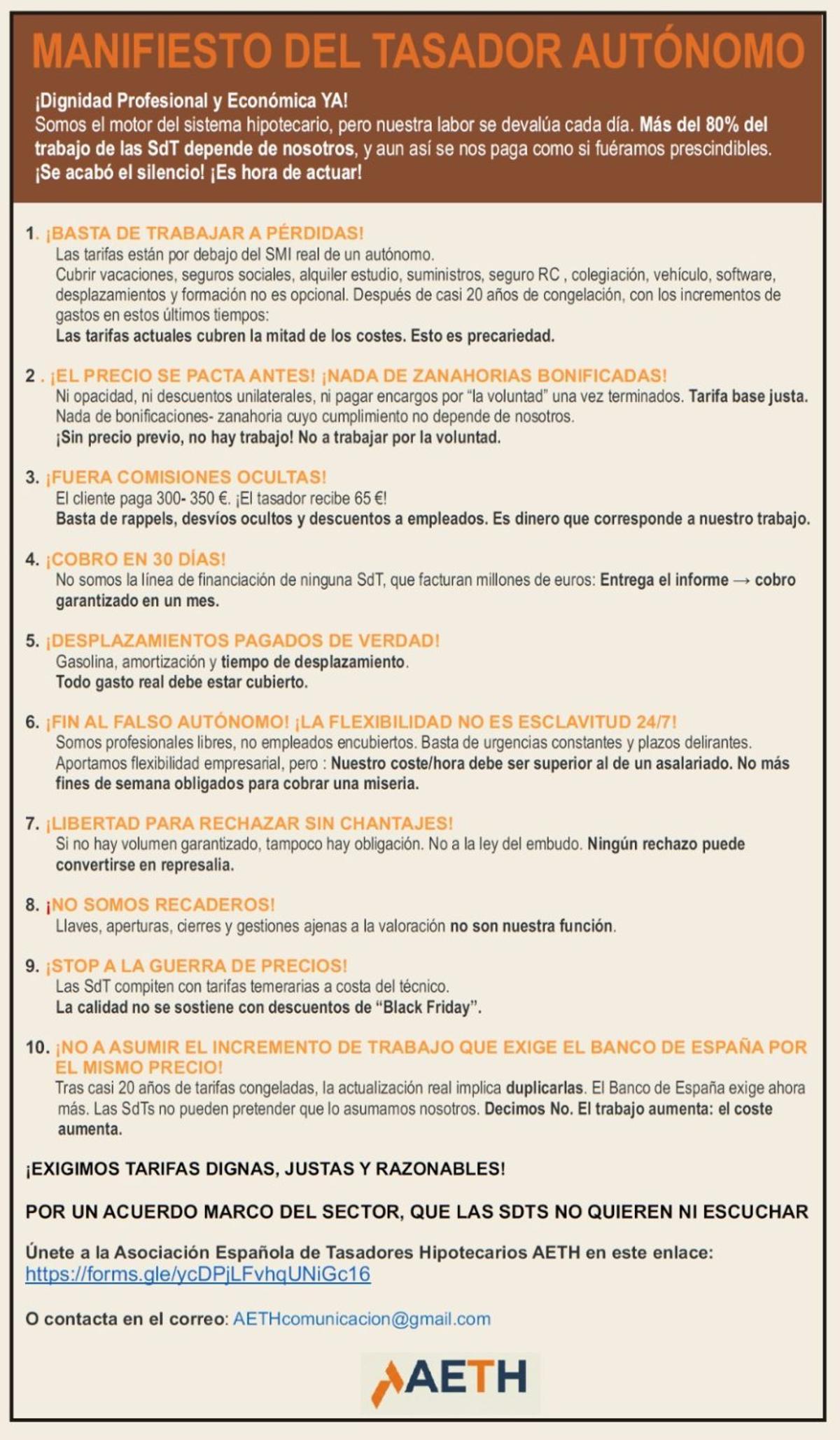 Manifiesto del Tasador autónomo