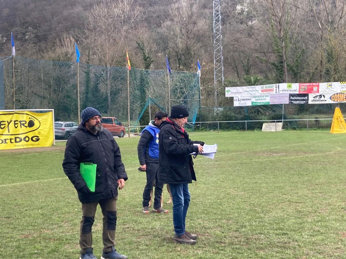 Gélida mañana de campeonato de adiestramiento canino en Cornellana