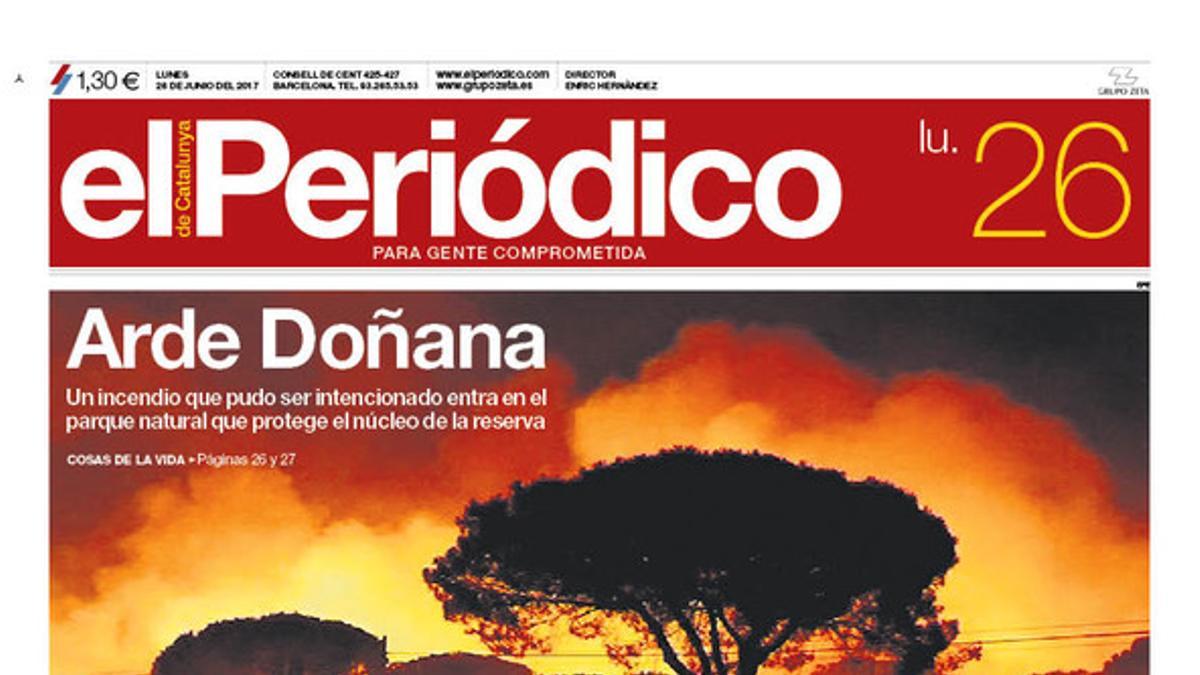 La portada de EL PERIÓDICO del 26 de junio del 2017