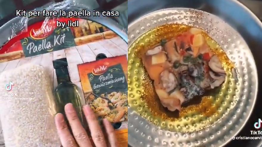 Los valencianos alucinan (y no en el buen sentido) con la paella que cocina este italiano con un kit de Lidl