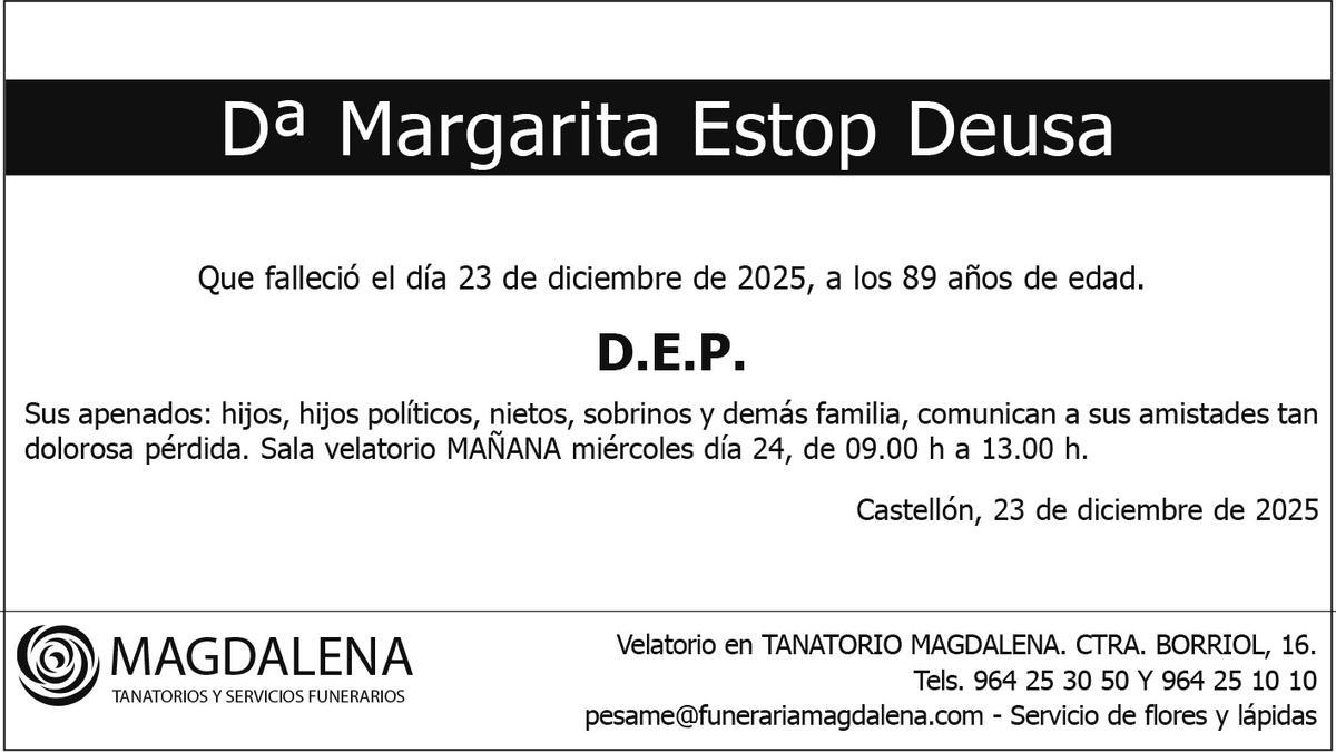 Dª Margarita Estop Deusa