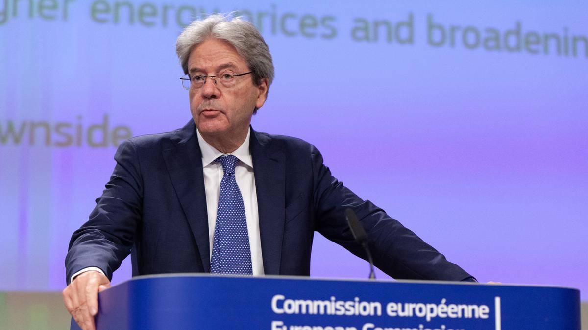 El comisario de asuntos económicos, Paolo Gentiloni, en rueda de prensa en Bruselas