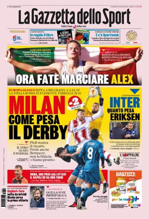 GAZZETTA DELLO SPORT viernes 19 febrero 2021