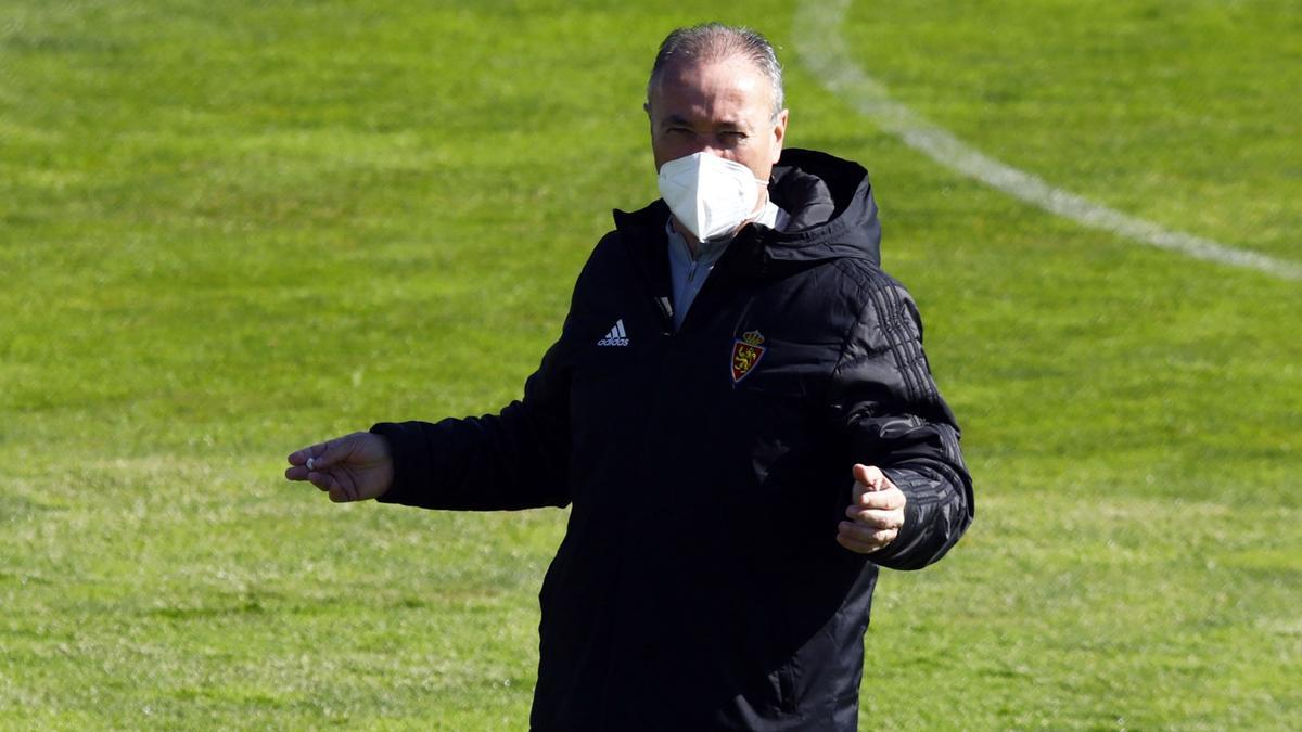 Juan Ignacio Martínez, durante un entrenamiento del Real Zaragoza.