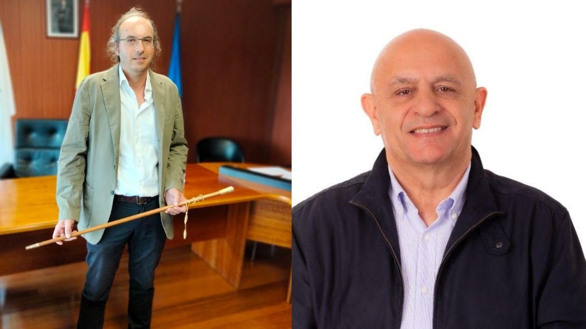El actual alcalde de Touro, Roberto Castro, de Movemento Veciñal, a la izquierda, y el portavoz municipal del PP, Jesús Reboredo, que saldrá elegido regidor si prospera la moción de censura que se votará el 12 de agosto