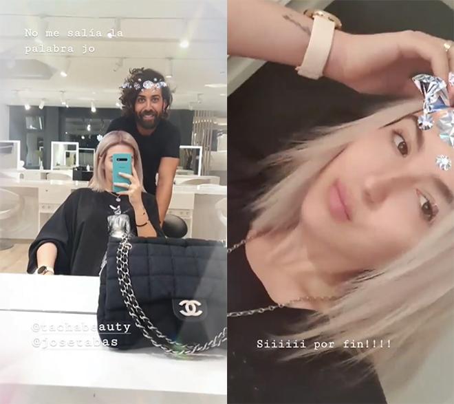 Alba Díaz con su nuevo pelo rubio platino en Instagram Stories