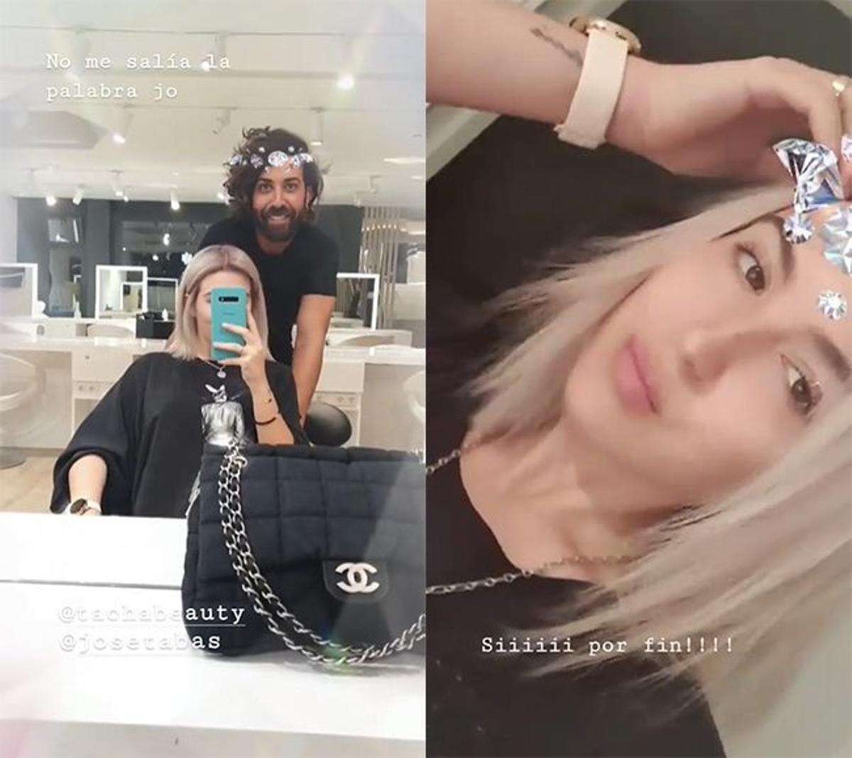 Alba Díaz con su nuevo pelo rubio platino en Instagram Stories