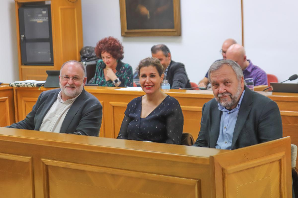 Andrés Antón, exsecretario de Organización, la concejala Ana Pérez y el secretario de General, Andrés Navarro, que forman el grupo municipal socialista