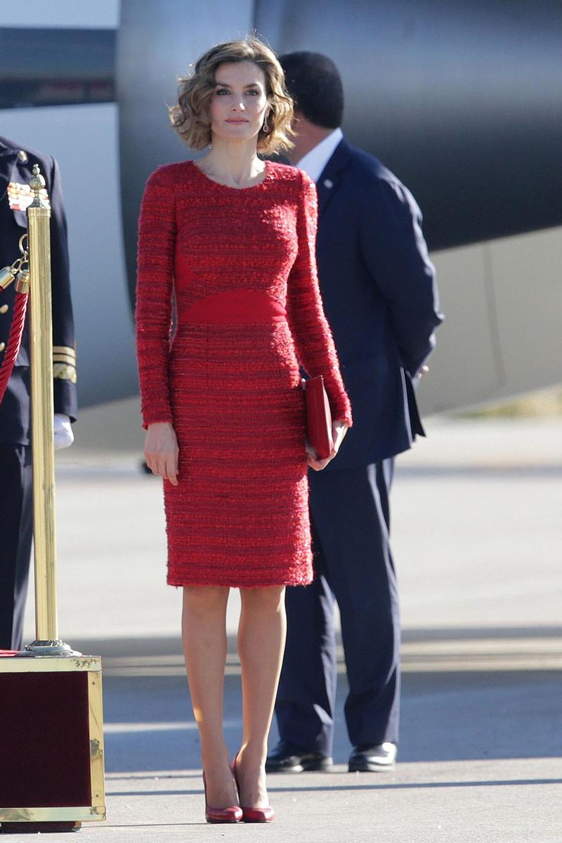 Letizia Ortiz dando la bienvenida a Rania de Jordania en España