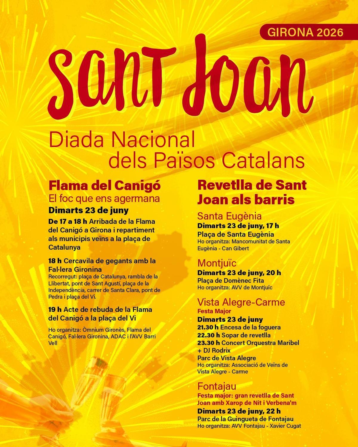 Programació dels actes de Sant Joan 2026 a Girona.