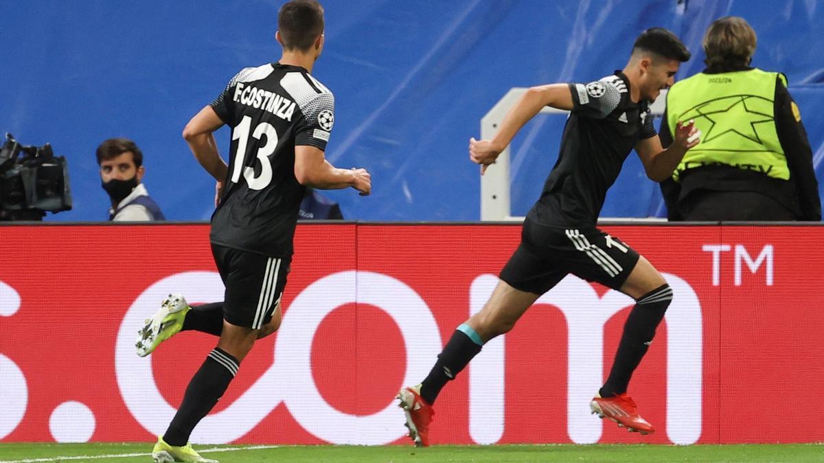 El Sheriff celebra el primer gol del partido ante el Madrid