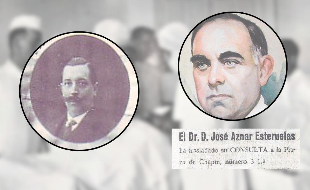 Demetrio Poveda Segalerva 1914 , junto a José Aznar Esteruelas y la notificación de traslado del médico Aznar en el Diario de Alicante 8-2-1929.