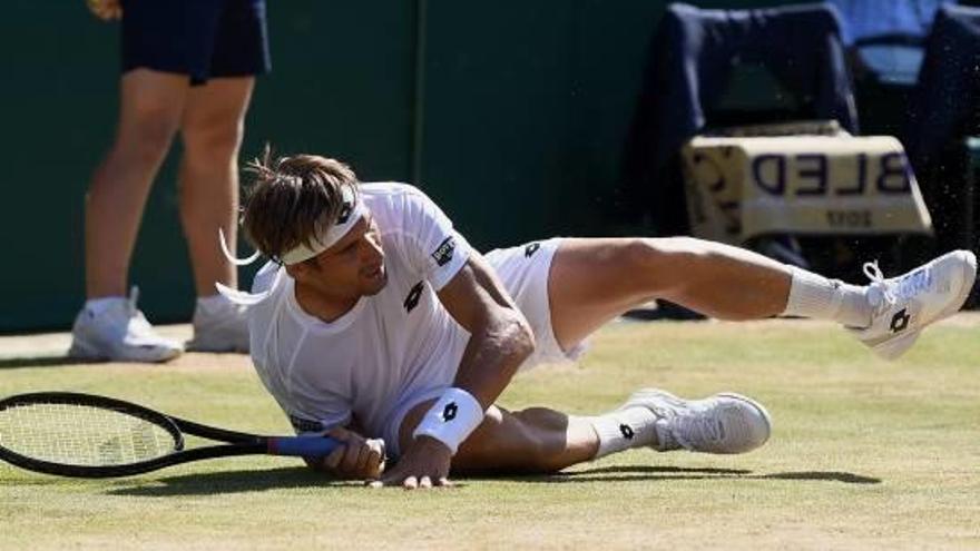 Ferrer, en el suelo durante su partido ante Berdych.