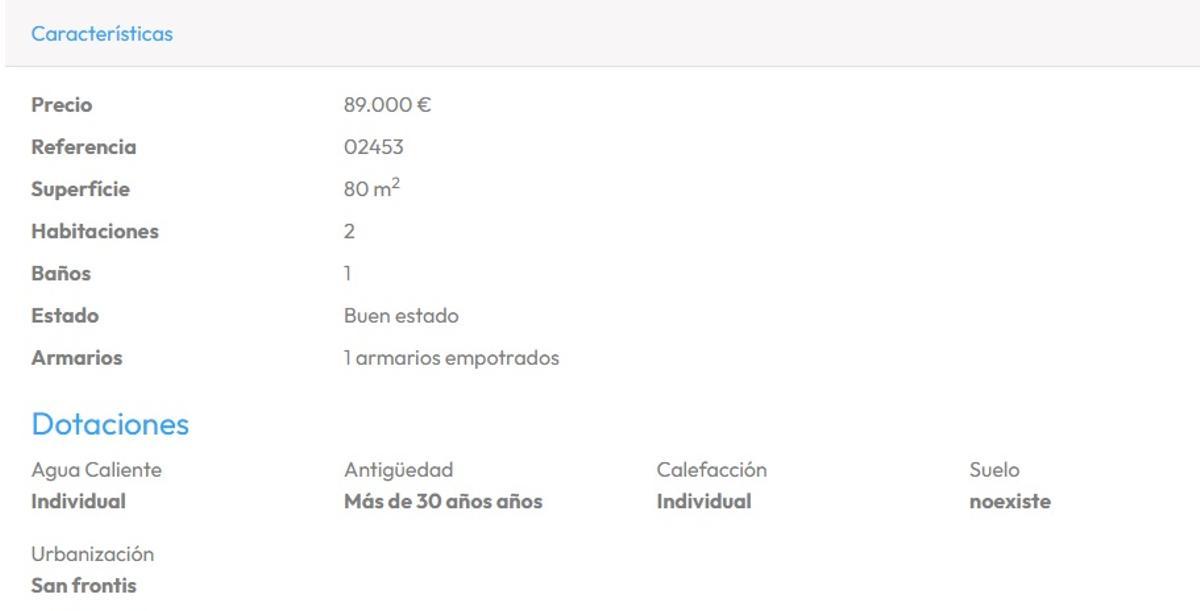 Características de la vivienda de San Frontis.