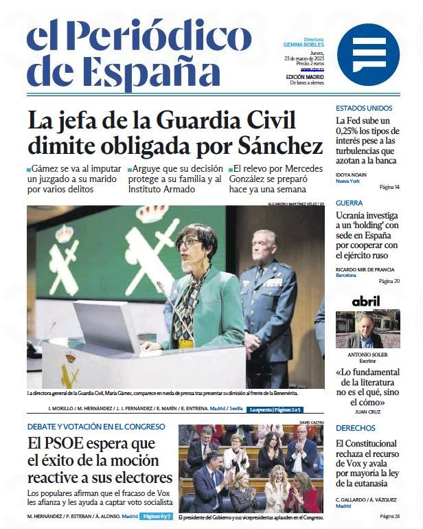 EL PERIÓDICO DE ESPAÑA de hoy jueves 23 de marzo de 2023