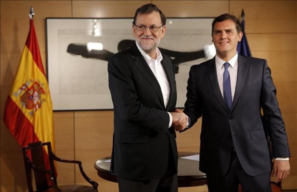 Mariano Rajoy y Albert Rivera, el pasado 10 de agosto, en el Congreso.