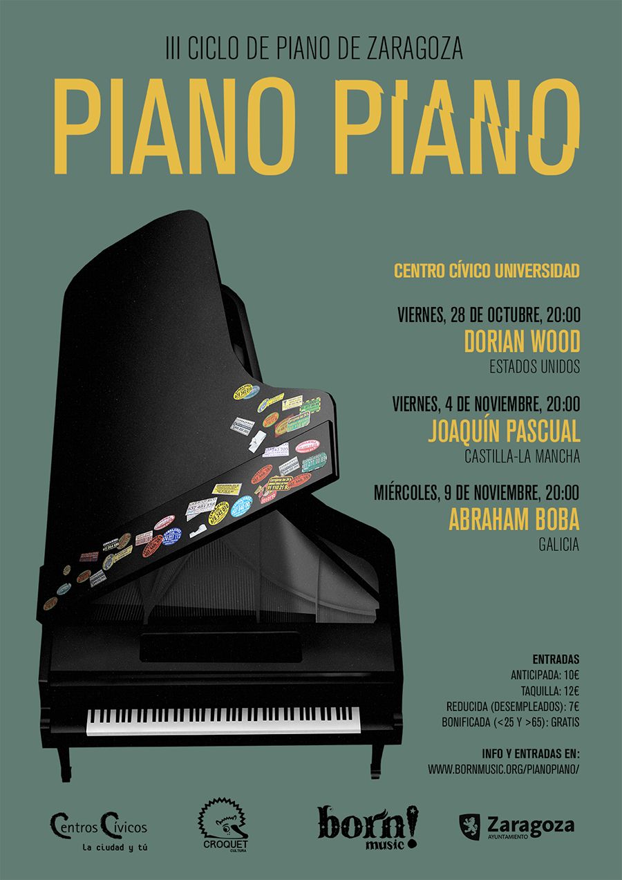 El cartel del ciclo Piano Piano que ofrecerá conciertos en Zaragoza.