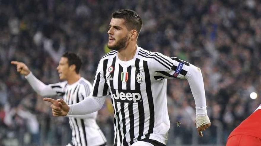 Morata celebra su gol, el primero del partido.