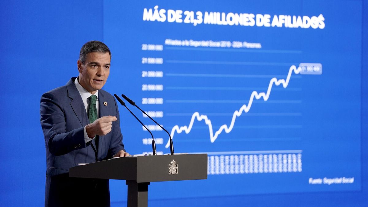 El presidente del Gobierno, Pedro Sánchez, durante su comparecencia en Moncloa para hacer balance del año.