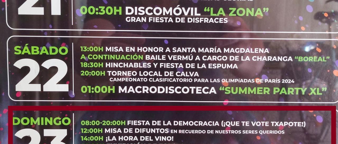 La polémica programación de las fiestas de Mózar de Valverde para el día 23.