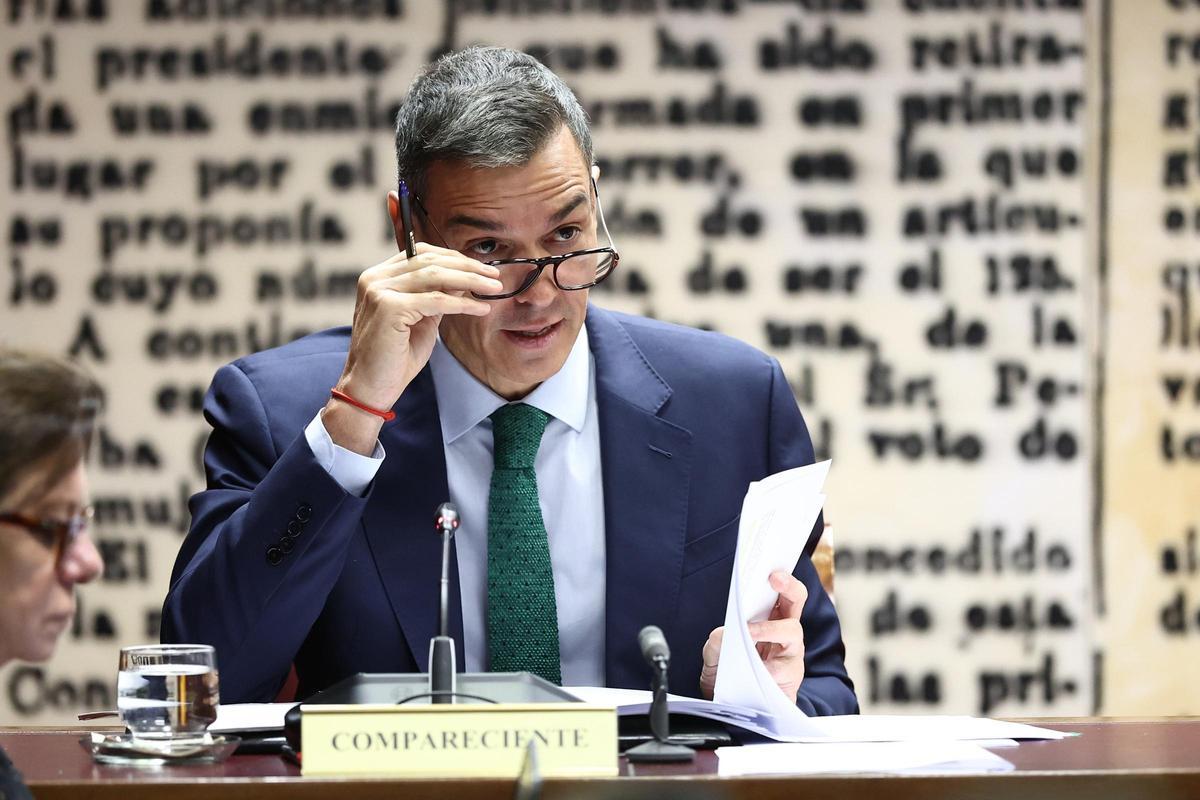 El presidente del Gobierno, Pedro Sánchez, comparece ante la Comisión de Investigación sobre el 'caso Koldo'.