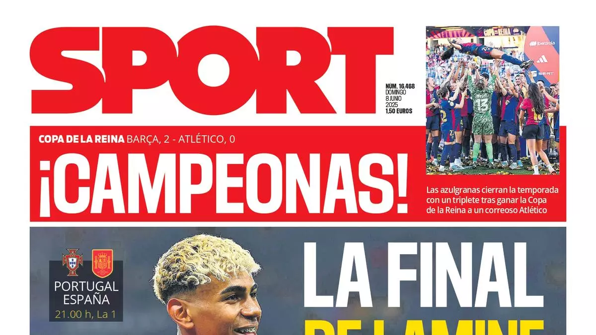 La portada de SPORT de hoy domingo, 8 de junio de 2025