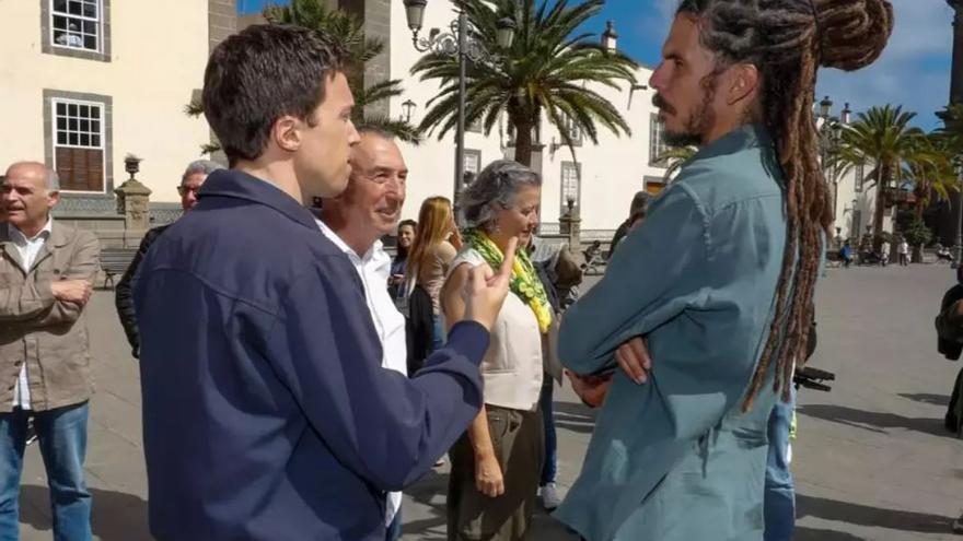 Iñigo Errejón, Joan Baldoví y Alberto Rodríguez el pasado marzo en Canarias.