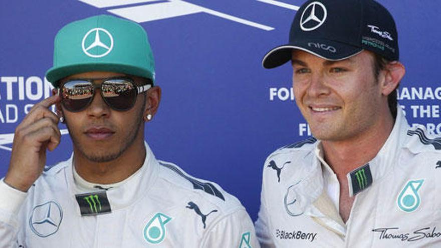 Los pilotos de Mercedes, Hamilton y Rosberg.