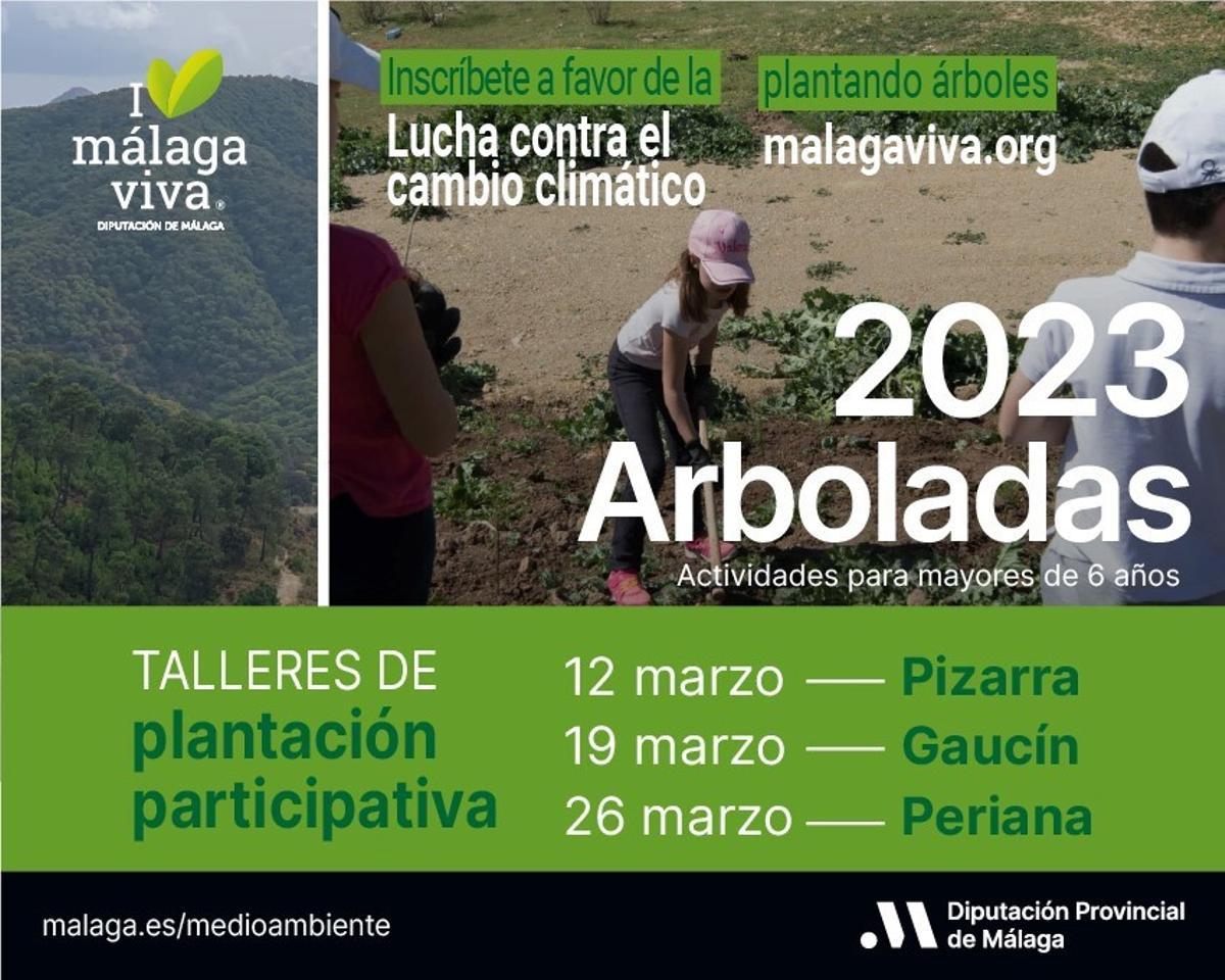 Cartel de la celebración de las 'arboladas' organizadas por la Diputación de Málaga para la plantación de árboles.