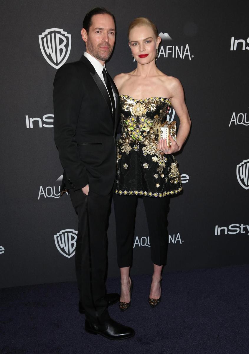 Michael Polish y Kate Bosworth en la fiesta Instyle Warner tras los Globos de Oro 2016