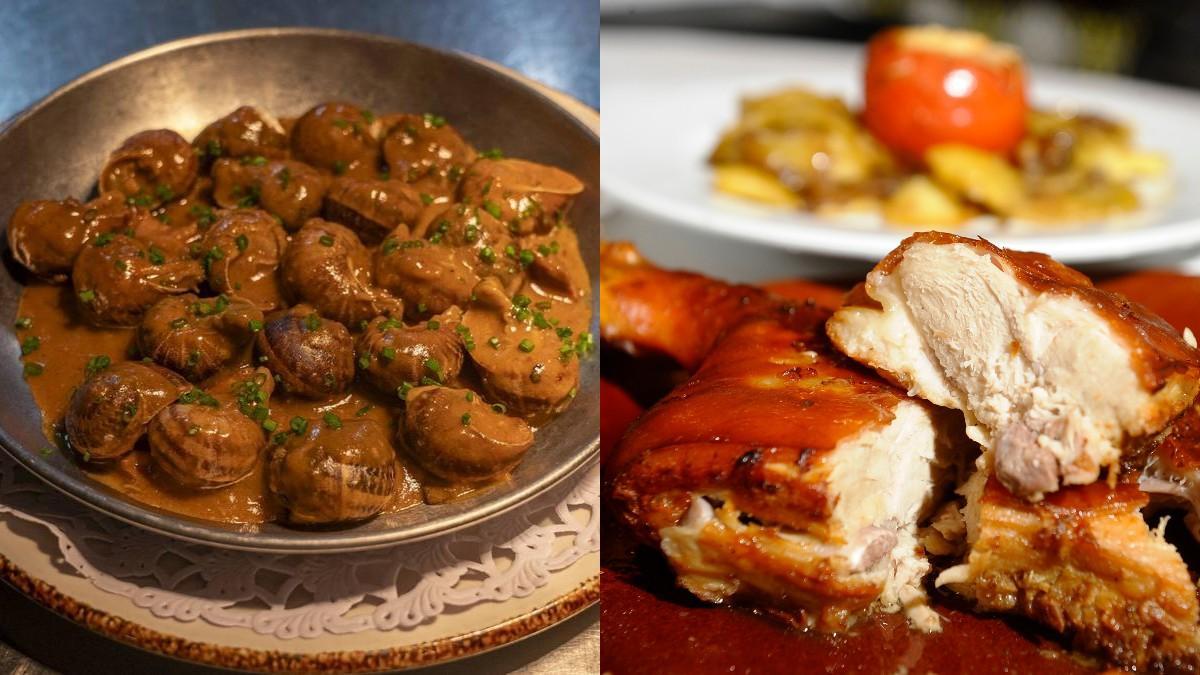 Dos de los platos más típicos del restaurante Los Caracoles