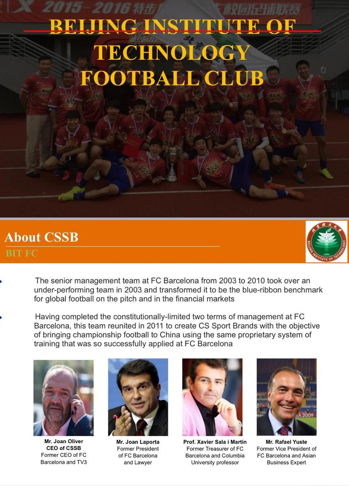 Documentación que se ofrecía sobre la empresa CSSB a los inversores y prestamistas.