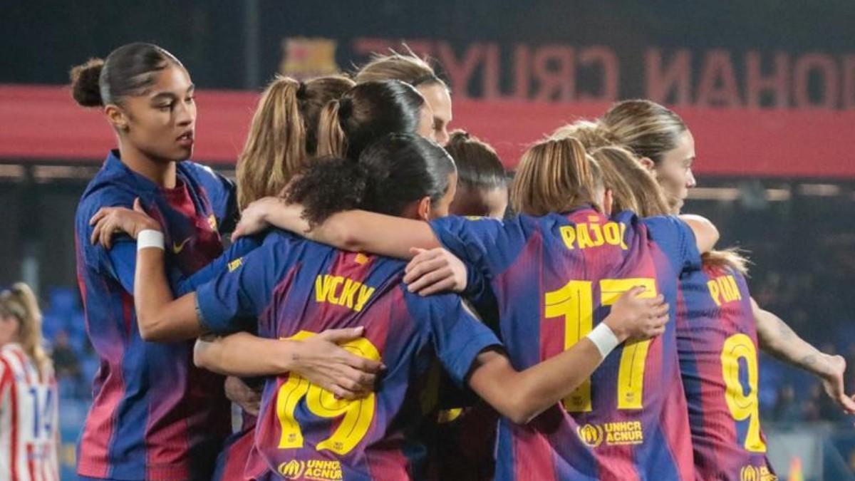 Las jugadoras del Barça celebraron cinco goles