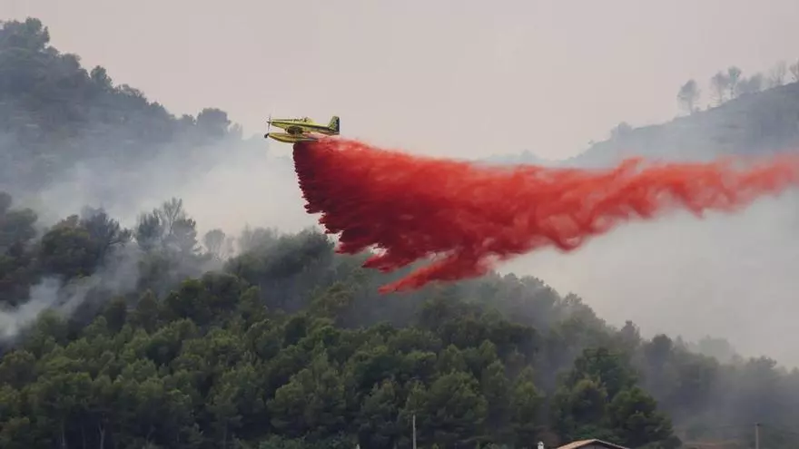 Así trabajan los bomberos para frenar las llamas del incendio de la Vall d'Uixó