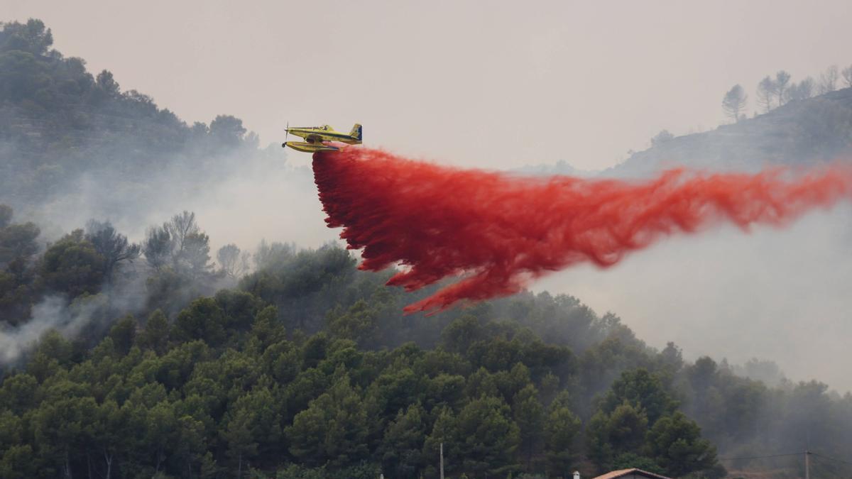 Así trabajan los bomberos para frenar las llamas del incendio de la Vall d'Uixó