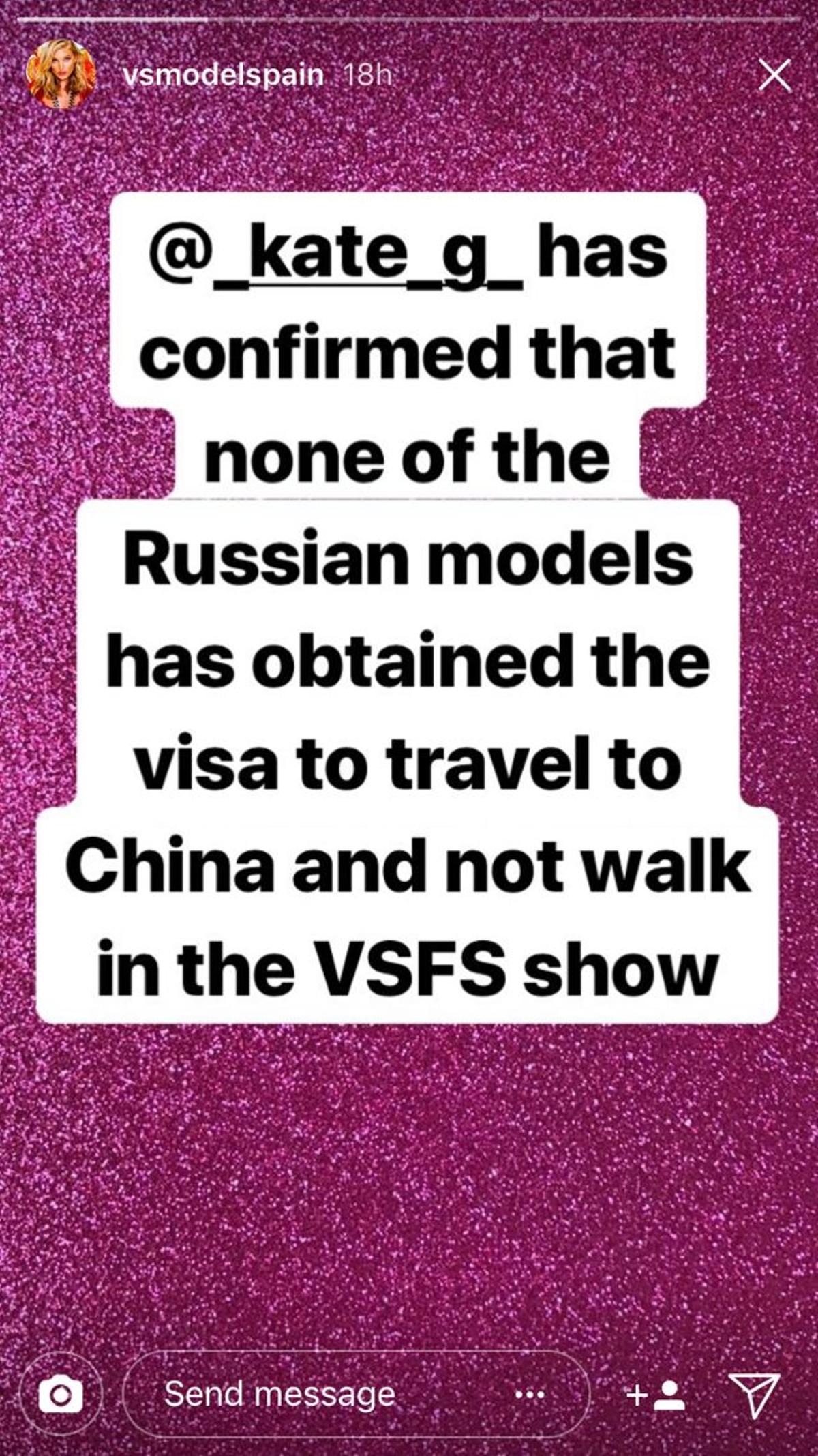 @vsmodelspain confirma que cuatro modelos de Victoria's Secret no desfilarán en el show