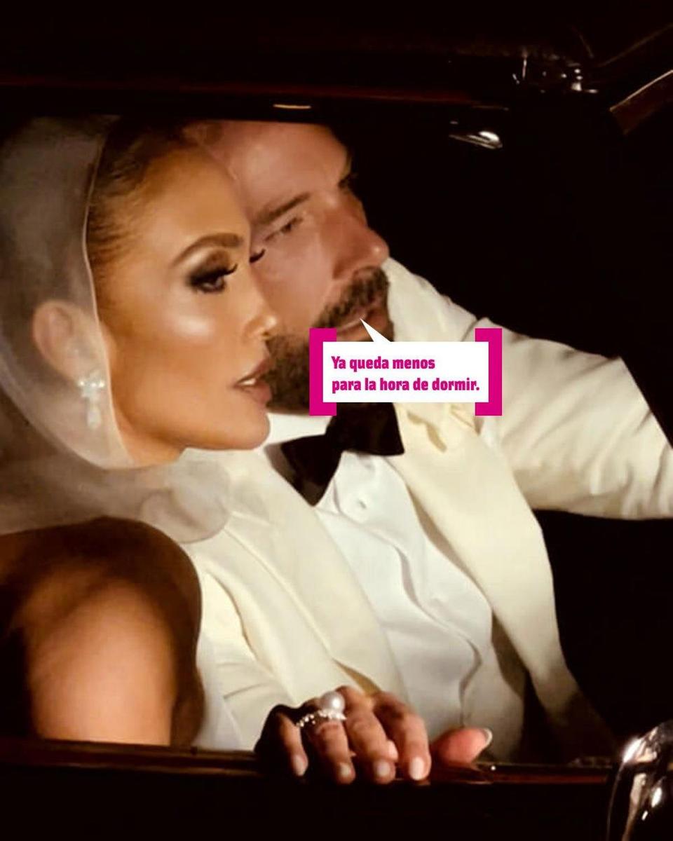 Jennifer Lopez y Ben Affleck en coche tras su boda