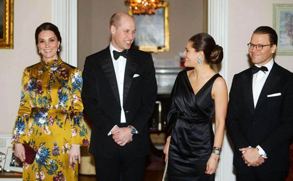 Los Duques de Cambridge junto a Victoria de Suecia y el príncipe Daniel