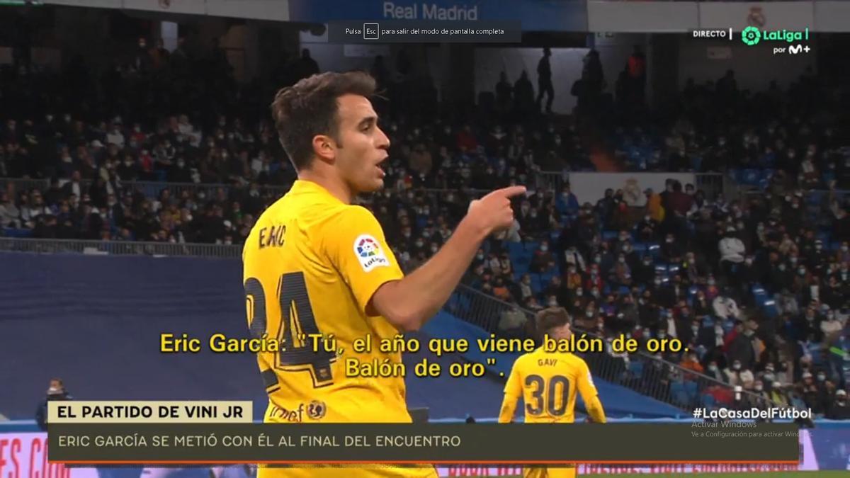 Tras varias provocaciones, Eric Garcia contestó a Vinicius en el clásico del Bernabéu: "Tú, el año que viene, Balón de Oro" Tras varias provocaciones, Eric Garcia contestó a Vinicius en el clásico del Bernabéu: "Tú, el año que viene, Balón de Oro"