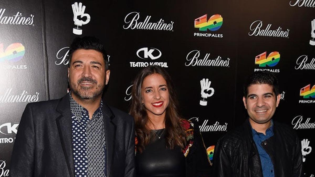 Tony Aguilar, Gema Hurtado y Edu Naranjo, en la fiesta de los nominados a los premios 40 Principales
