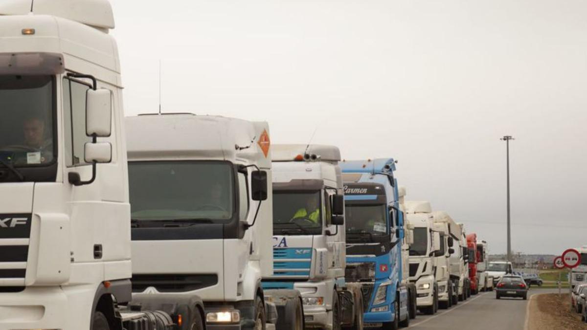 Camiones detenidos en una carretera de la provincia. | J. L. F.