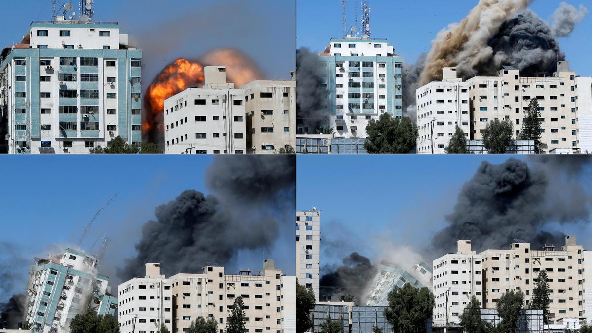 El Ejército israelí destruye un edificio en Gaza que albergaba las oficinas de varios medios internacionales