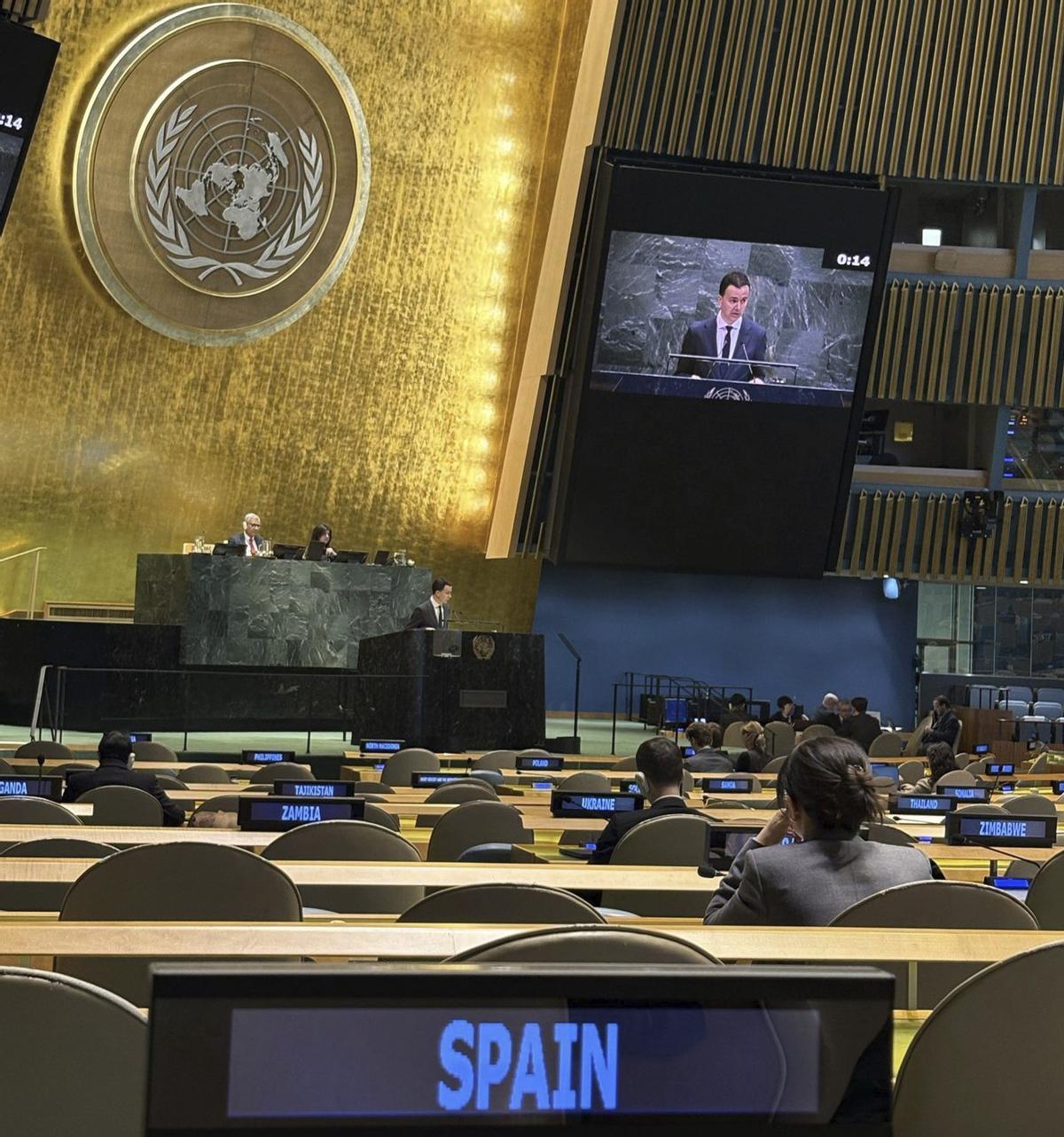 Héctor Gómez, durante una intervención en una asamblea de Naciones Unidas.