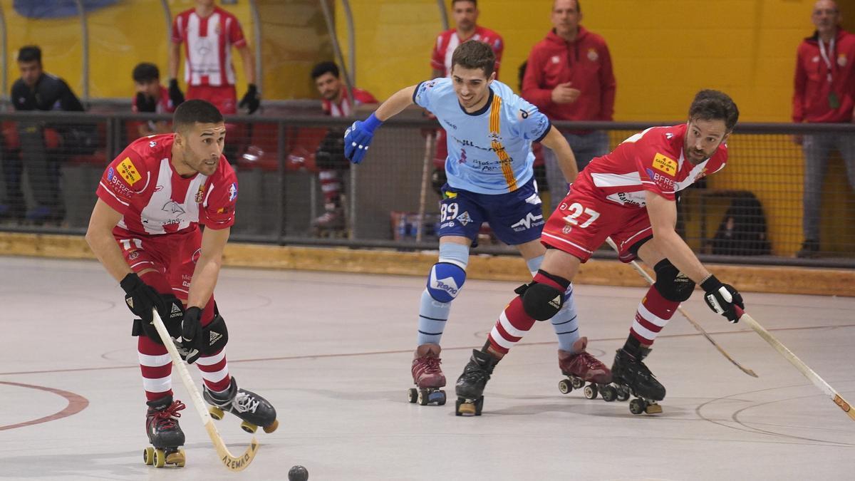 Una acció del partit contra el Vilafranca a Palau