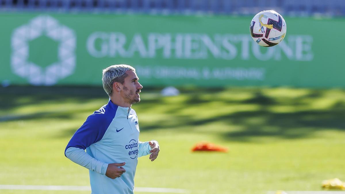 Griezmann, en un entrenamiento con el Atlético de Madrid.