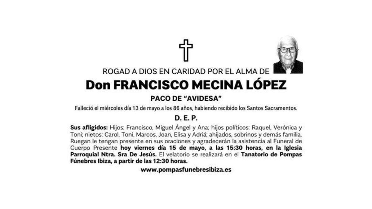 Esquela Francisco Mecina López
