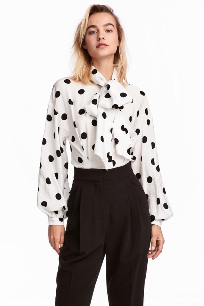 Camisas de lunares XXL: camisa lazada de H&M