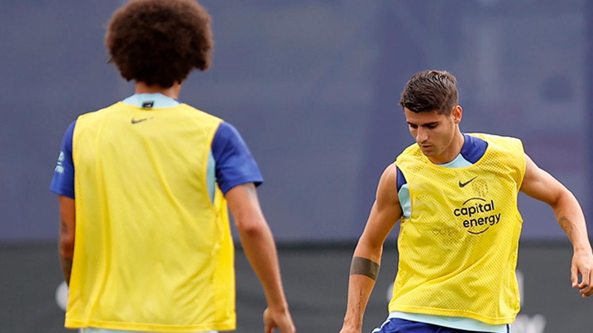 Witsel y Morata durante un entrenamiento con el Atlético de Madrid