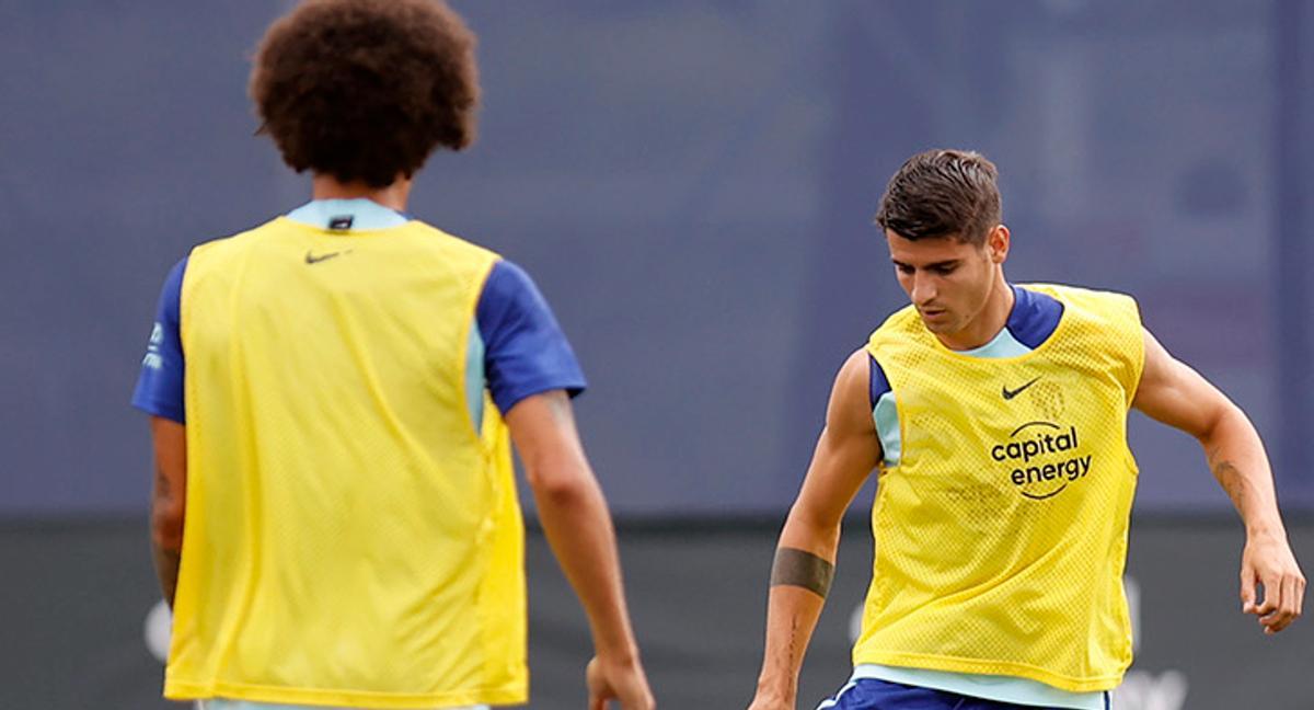 Witsel y Morata durante un entrenamiento con el Atlético de Madrid